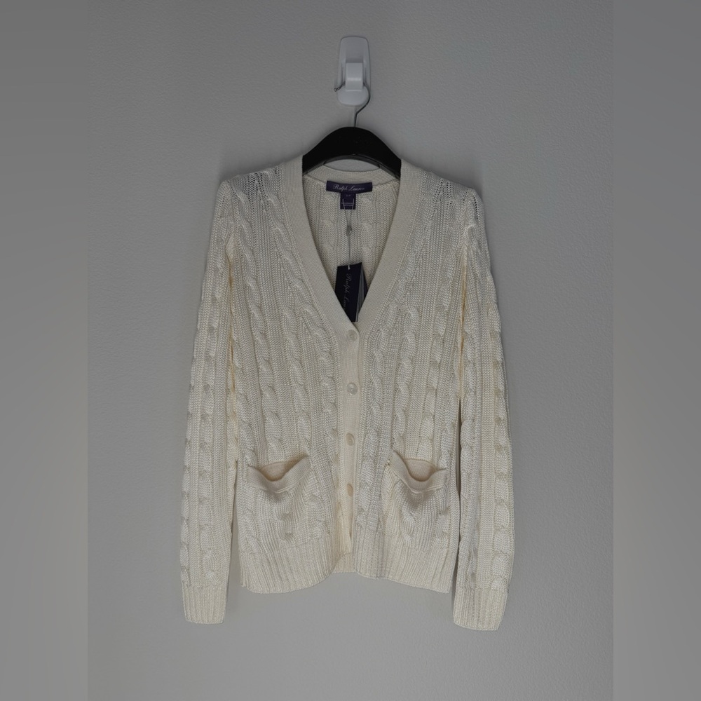 Ralph Lauren Collection Cable-Knit Silk Cardigan Sweater
